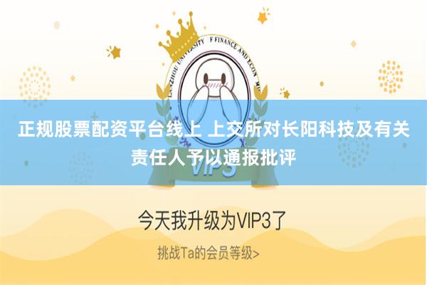 正规股票配资平台线上 上交所对长阳科技及有关责任人予以通报批评