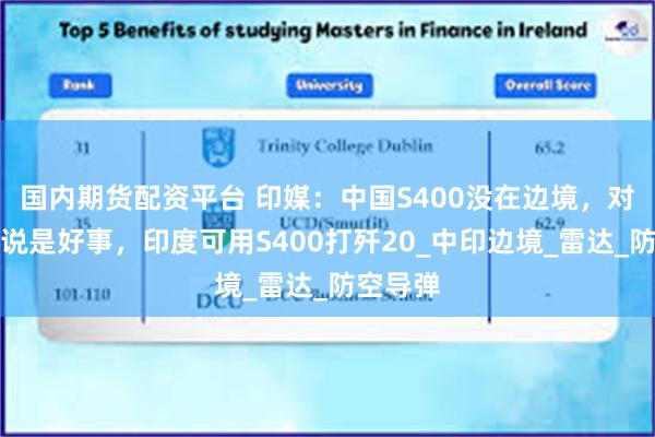 国内期货配资平台 印媒：中国S400没在边境，对印度来说是好事，印度可用S400打歼20_中印边境_雷达_防空导弹